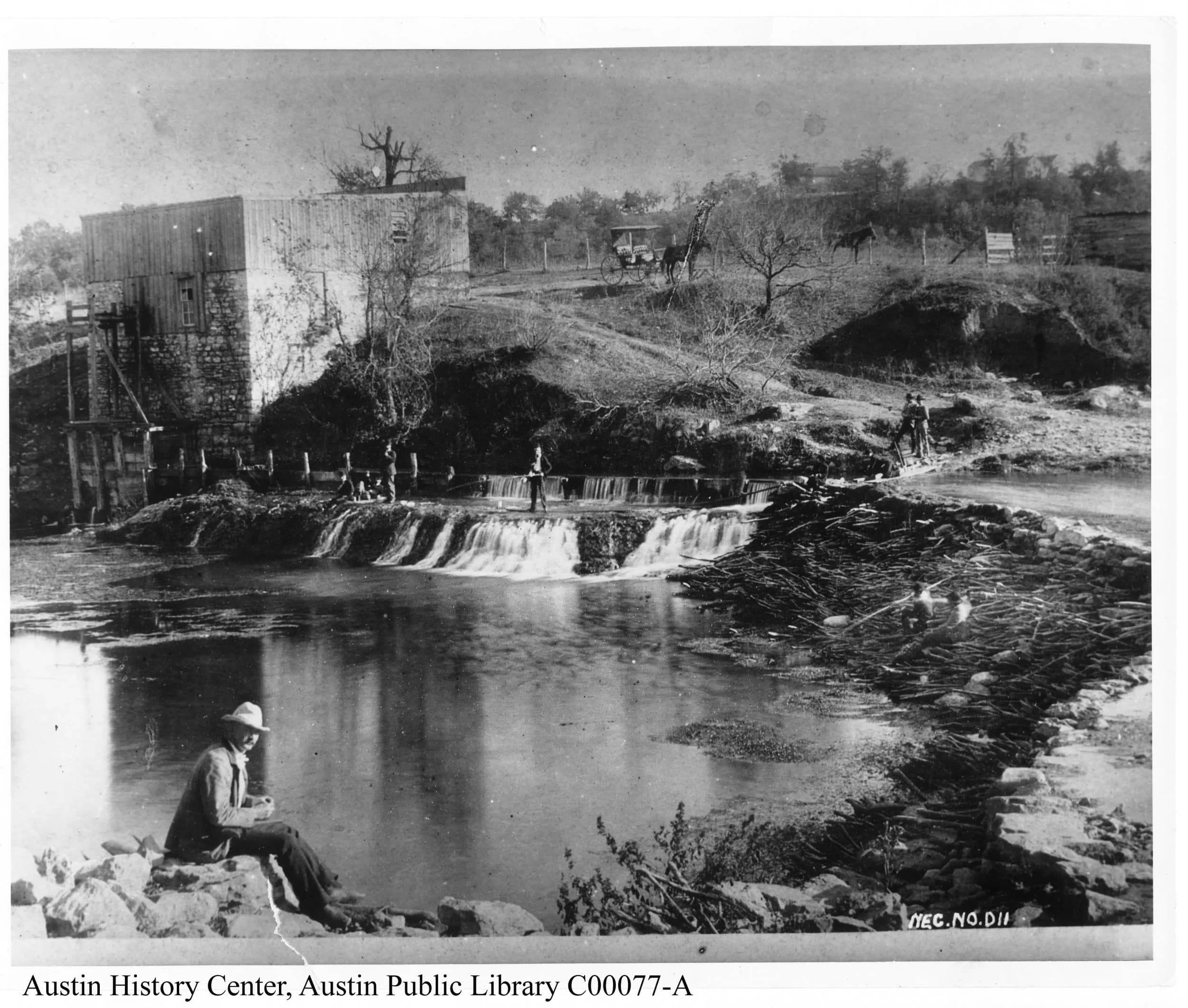 The mill at Barton Springs around 1890
