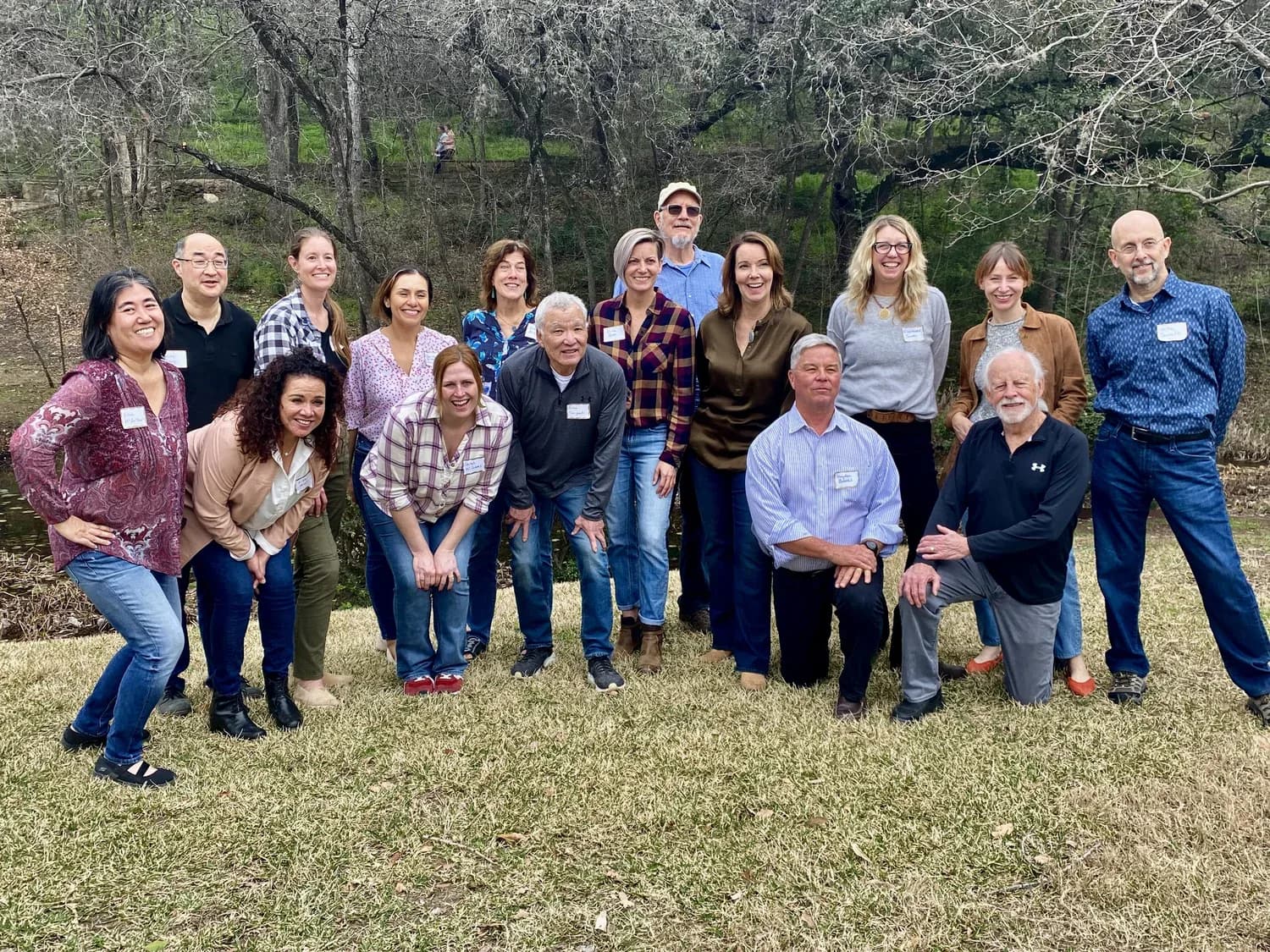 The Zilker 351 board and staff gathered together in Zilker Park