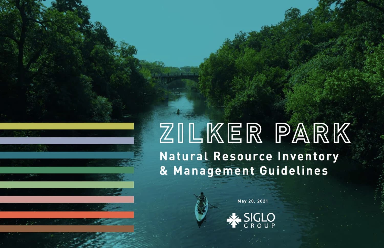 Cover of the Zilker Park Natural Resource Inventory and Management Guidelines, showing the Barton Creek greenbelt